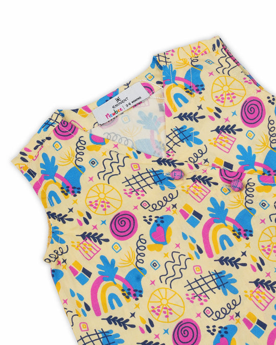 Newborn Girls' Ethnic Fusion Printed 2 Pc Suit
