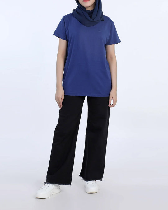 Eminent Women's Half Sleeves Printed T-Shirt - Navy Blue