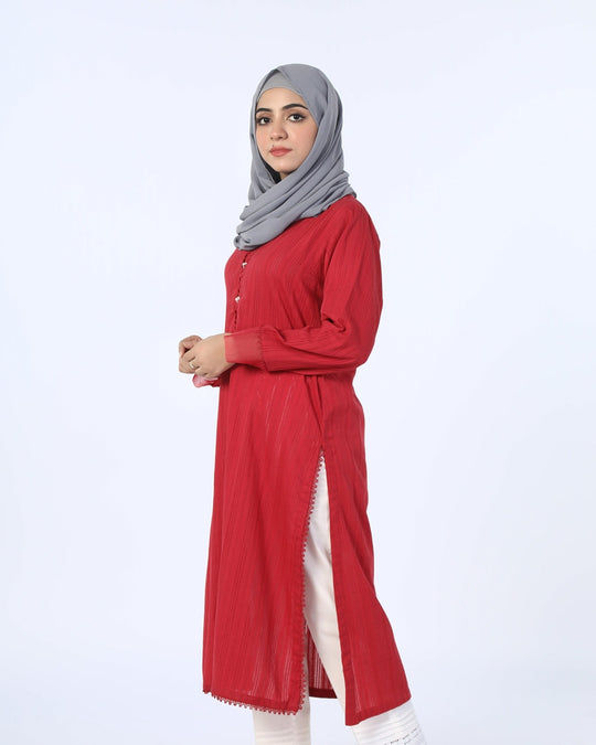 Eminent Striped Kurti-Red, Women Ready Kurtis, Eminent, Chase Value