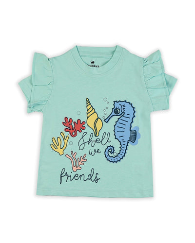 Eminent Girls Half Sleeves T-Shirt - Light Green, Girls T-Shirts, Eminent, Chase Value