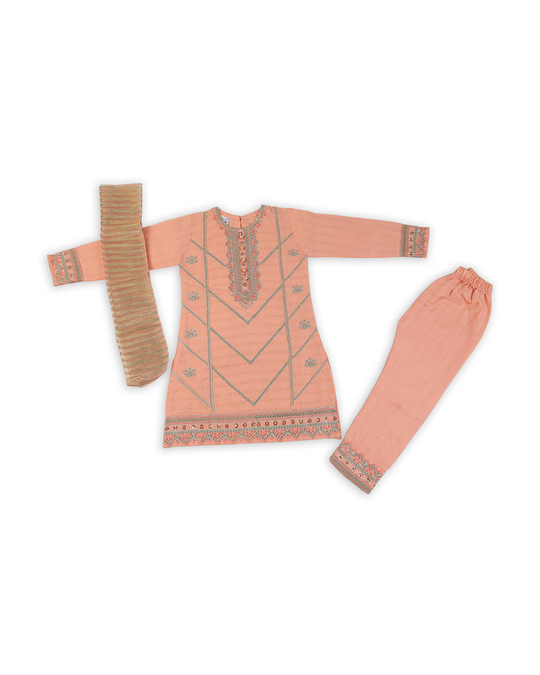 Eminent Girls Embroidered 3Pcs Shalwar Suit - Peach, Girls Shalwar Kameez, Eminent, Chase Value
