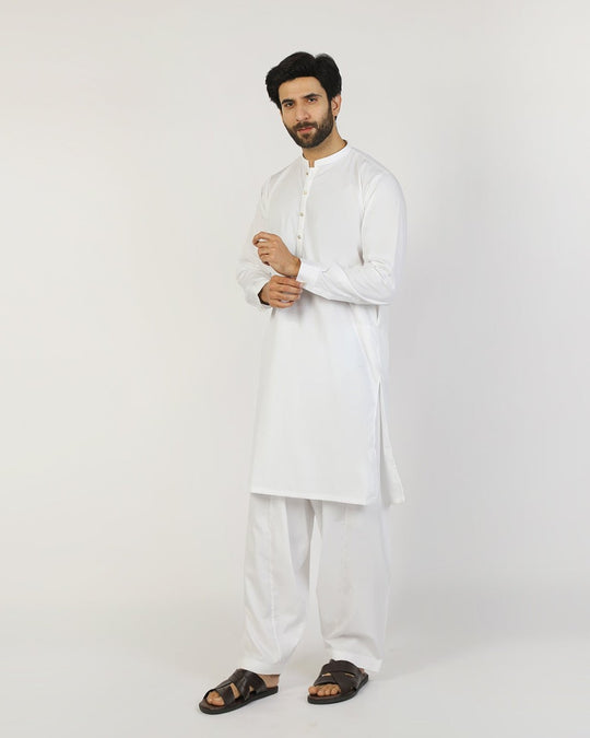 Eminent Men's Trim Fit Shalwar Suit - White, Men's Shalwar Kameez, Eminent, Chase Value