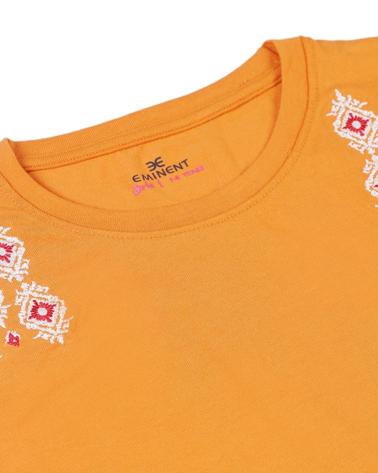 Eminent Girls Half Sleeves T-Shirt - Orange, Girls T-Shirts, Eminent, Chase Value