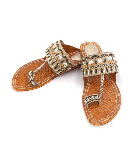Eminent Women's Leather Kolhapuri hSlipper - Fawn, Women Slippers, Eminent, Chase Value