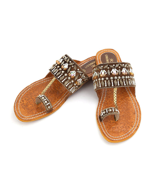 Eminent Women's Leather Kolhapuri Slipper - Brown, Women Slippers, Eminent, Chase Value