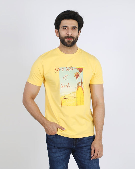 Eminent Men's Half Sleeves T-Shirt - Yellow, Men's T-Shirts & Polos, Eminent, Chase Value