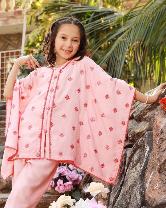 Eminent Girls Embroidered Suit - Pink