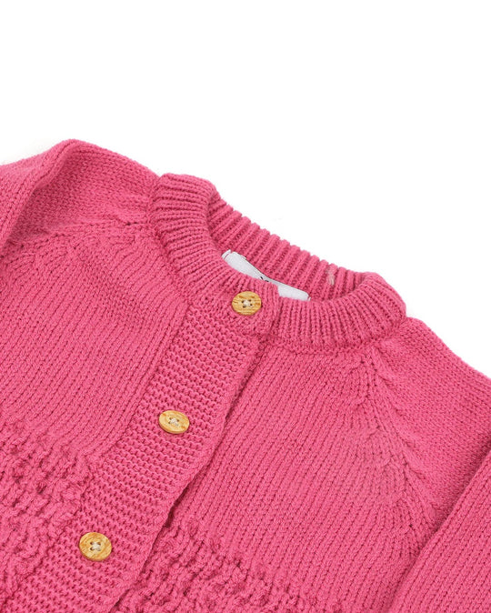 Eminent Newborn Girls Full Sleeves Romper - Dark Pink