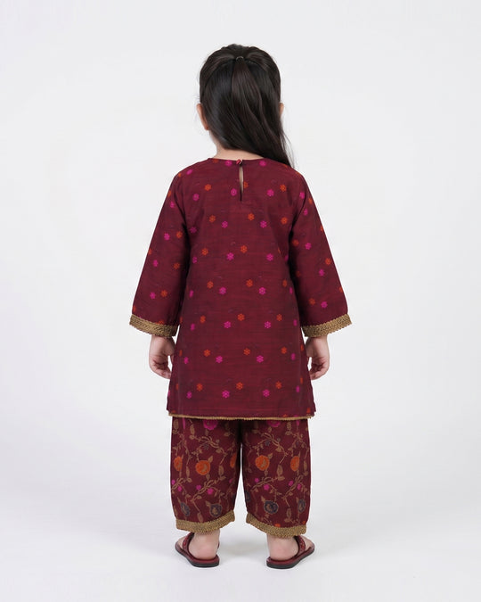 Girls’ Embroidered Dyed 2 Pc Suit