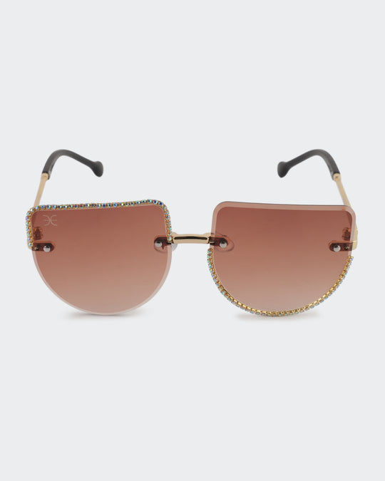 Rimless Square Rhinestone Sunglasses