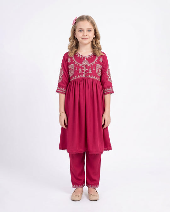 GIrls' Signature Embroidered 2 Pcs Suit