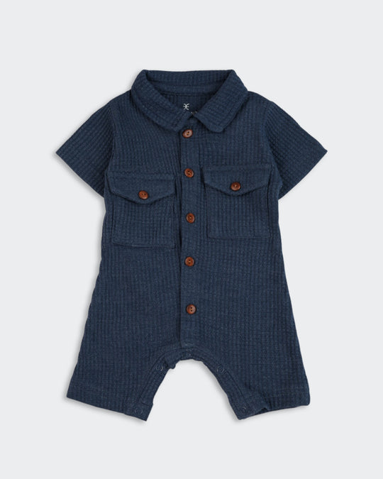 Newborn Boys Textured Romper