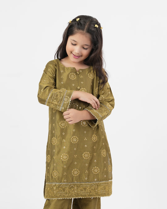 Girls' Essentials Embroidered Dyed 2Pc Suit