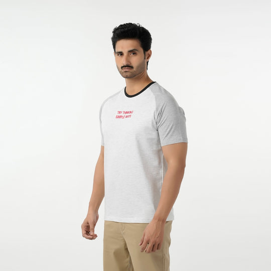 Eminent Men's Round Neck Half Sleeves Printed T-Shirt - Oatmeal, Men's T-Shirts & Polos, Eminent, Chase Value