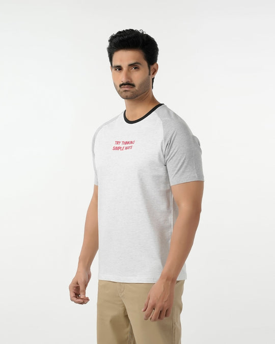 Eminent Men's Round Neck Half Sleeves Printed T-Shirt - Oatmeal, Men's T-Shirts & Polos, Eminent, Chase Value