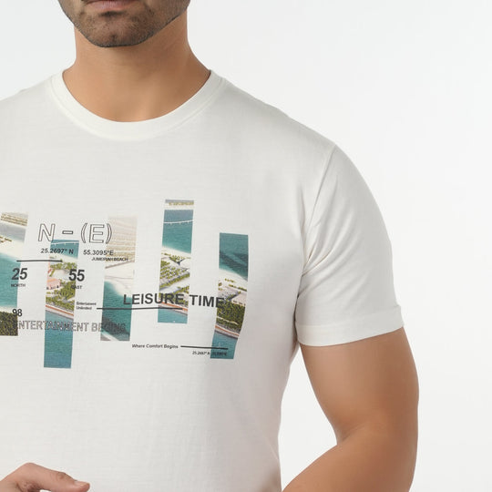 Eminent Men's Round Neck Half Sleeves Printed T-Shirt - Off White, Men's T-Shirts & Polos, Eminent, Chase Value