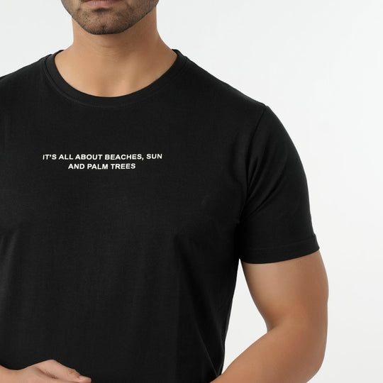 Eminent Men's Round Neck Half Sleeves Printed T-Shirt - Black, Men's T-Shirts & Polos, Eminent, Chase Value