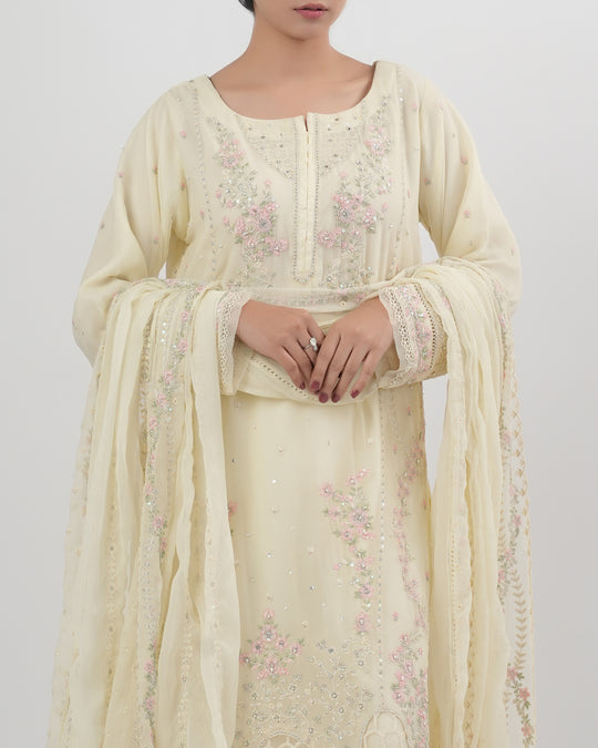 Women’s Luxury Embroidered Chiffon 3 Pcs Suit