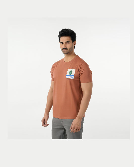 Eminent Men's Round Neck Half Sleeves Printed T-Shirt - Brown, Men's T-Shirts & Polos, Eminent, Chase Value