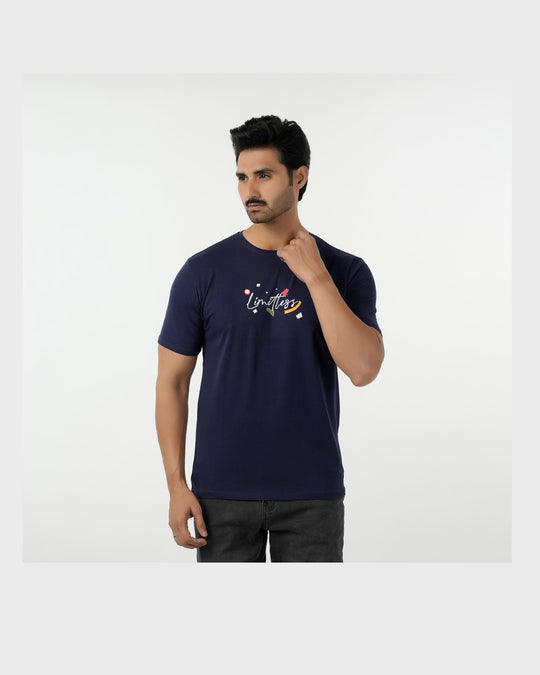 Eminent Men's Round Neck Half Sleeves Printed T-Shirt - Navy Blue, Men's T-Shirts & Polos, Eminent, Chase Value