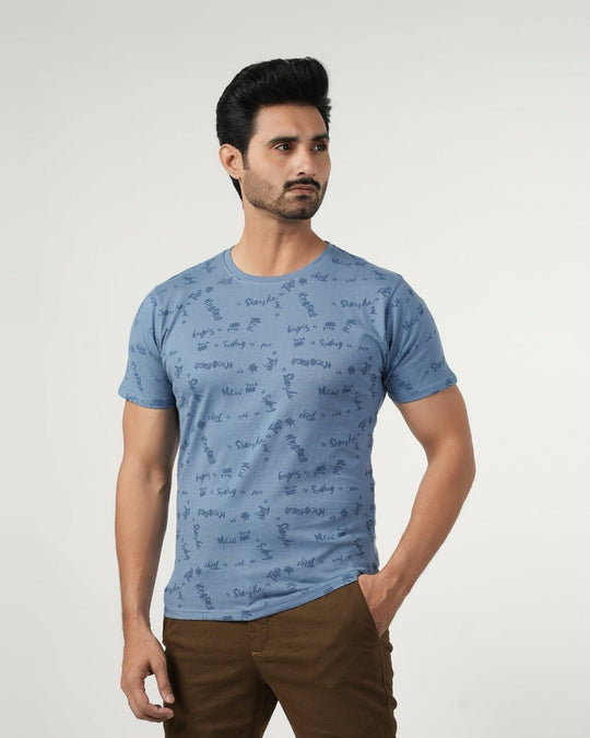 Eminent Men's Half Sleeves T-Shirt - Greyish Blue, Men's T-Shirts & Polos, Eminent, Chase Value