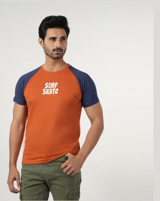 Eminent Men's Half Sleeves Round Neck T-Shirt - Navy Blue & Brown, Men's T-Shirts & Polos, Eminent, Chase Value