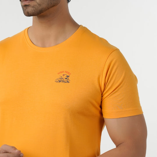 Eminent Men's Round Neck Half Sleeves Printed T-Shirt - Yellow, Men's T-Shirts & Polos, Eminent, Chase Value
