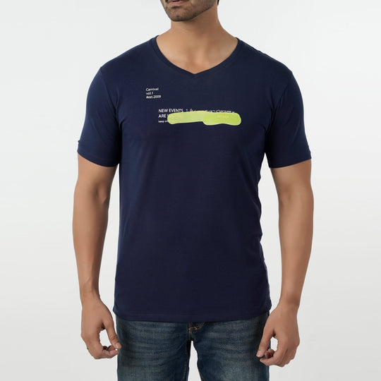 Eminent Men's Round Neck Half Sleeves Printed T-Shirt - Navy Blue, Men's T-Shirts & Polos, Eminent, Chase Value