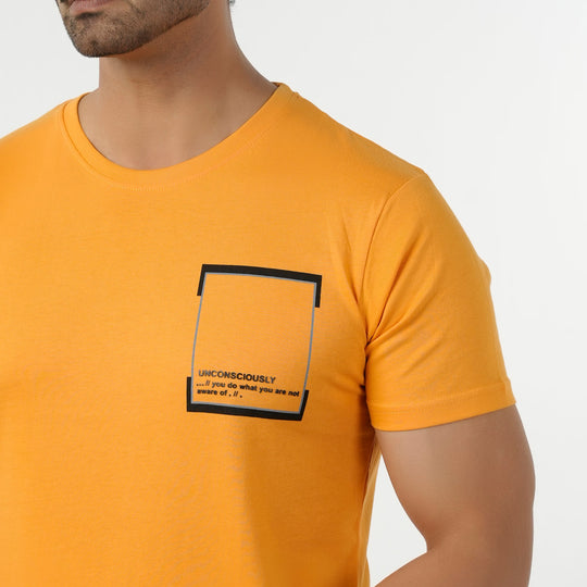 Eminent Men's Round Neck Half Sleeves Printed T-Shirt - Yellow, Men's T-Shirts & Polos, Eminent, Chase Value