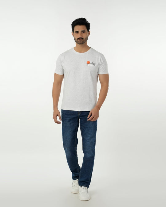 Eminent Men's Round Neck Half Sleeves Printed T-Shirt - Oatmeal, Men's T-Shirts & Polos, Eminent, Chase Value