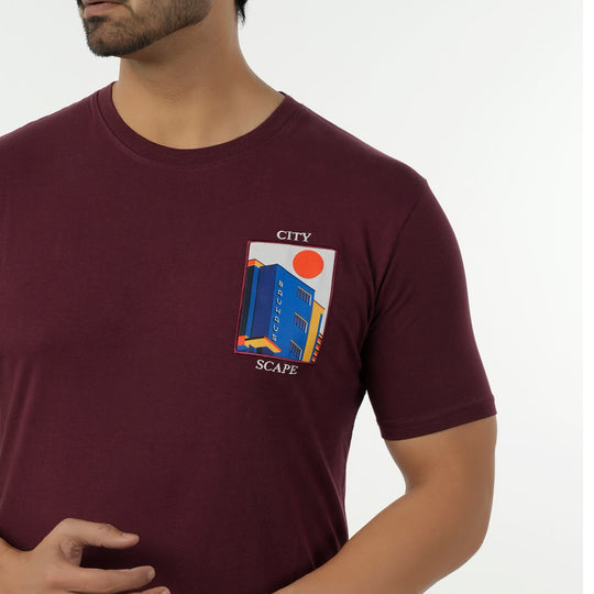Eminent Men's Round Neck Half Sleeves Printed T-Shirt - Maroon, Men's T-Shirts & Polos, Eminent, Chase Value