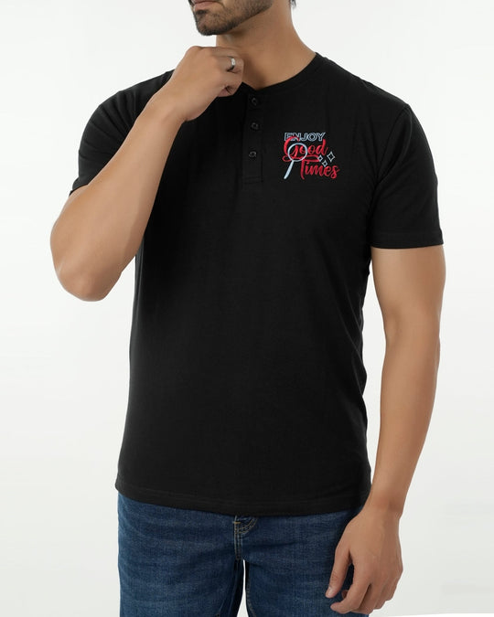 Men's Eminent Round Neck Half Sleeves Printed T-Shirt - Black, Men's T-Shirts & Polos, Eminent, Chase Value