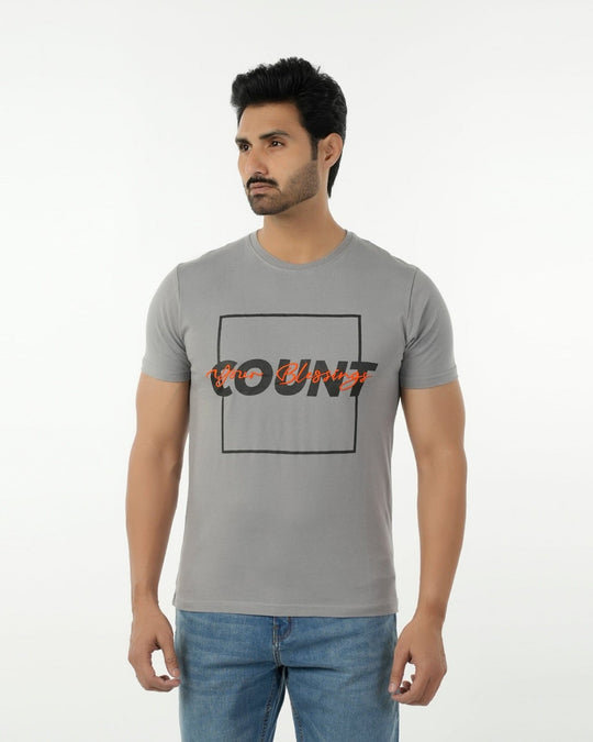 Eminent Men's Round Neck Half Sleeves Printed T-Shirt - Frost Grey, Men's T-Shirts & Polos, Eminent, Chase Value