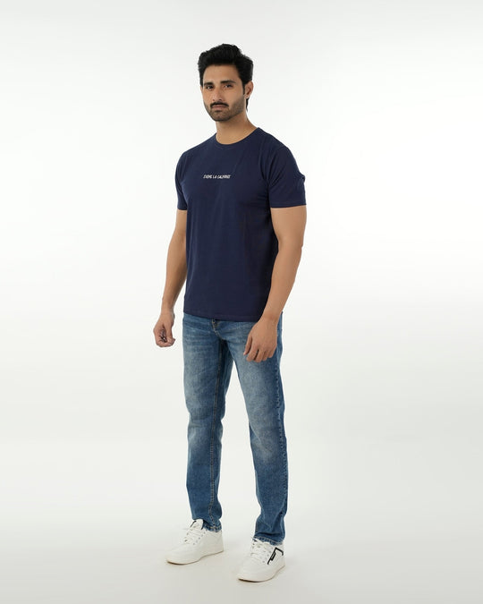 Men's Eminent Round Neck Half Sleeves Printed T-Shirt - Navy Blue, Men's T-Shirts & Polos, Eminent, Chase Value