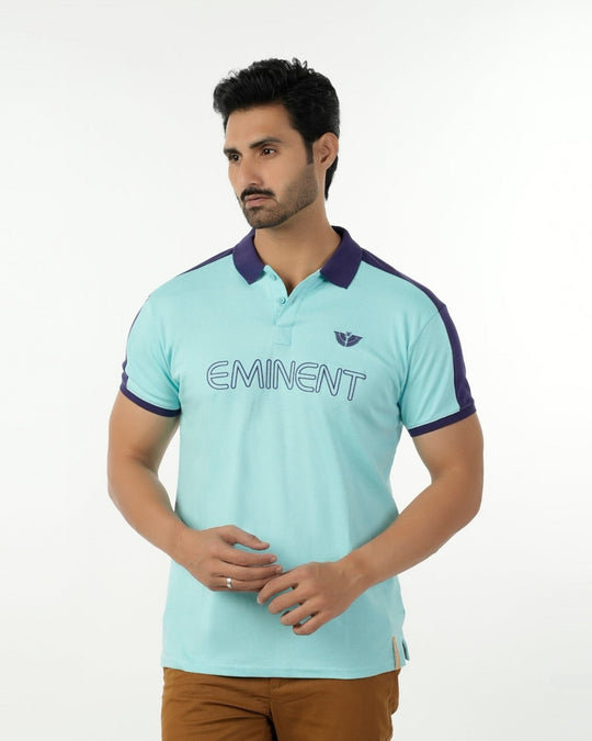 Men's Eminent Half Sleeves Polo T-Shirt - Cyan, Men's T-Shirts & Polos, Eminent, Chase Value
