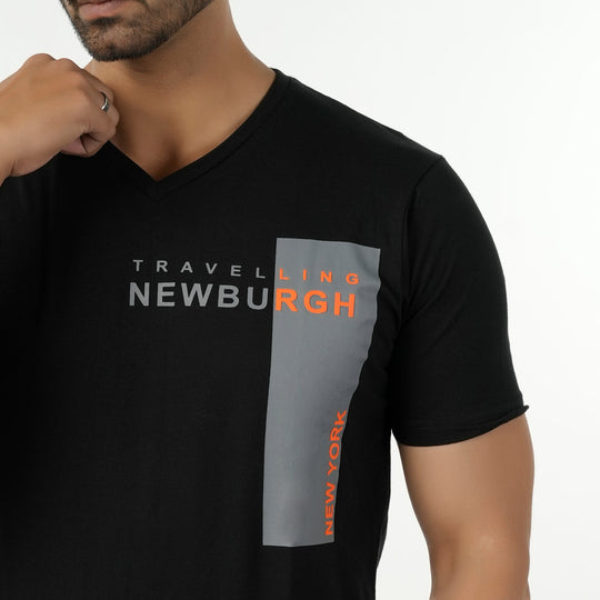 Eminent Men's Round Neck Half Sleeves Printed T-Shirt - Black, Men's T-Shirts & Polos, Eminent, Chase Value