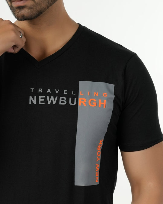 Eminent Men's Round Neck Half Sleeves Printed T-Shirt - Black, Men's T-Shirts & Polos, Eminent, Chase Value