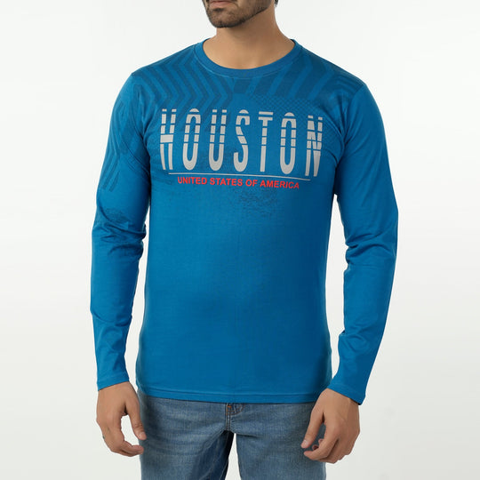 Eminent Men's Round Neck Full Sleeves T-Shirt - Blue, Men's T-Shirts & Polos, Eminent, Chase Value