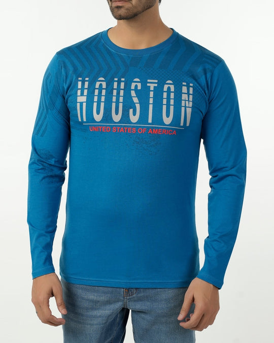 Eminent Men's Round Neck Full Sleeves T-Shirt - Blue, Men's T-Shirts & Polos, Eminent, Chase Value