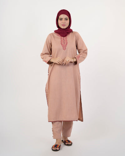 Eminent Women's Embroidered 02 Pcs Suit - Mustard