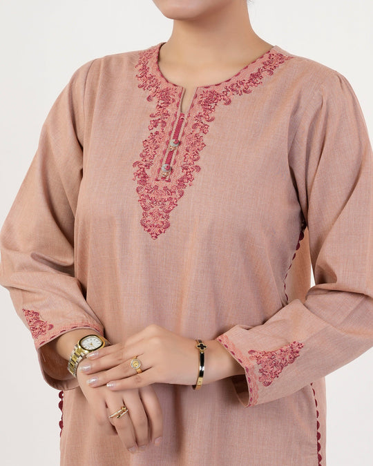 Eminent Women's Embroidered 02 Pcs Suit - Mustard