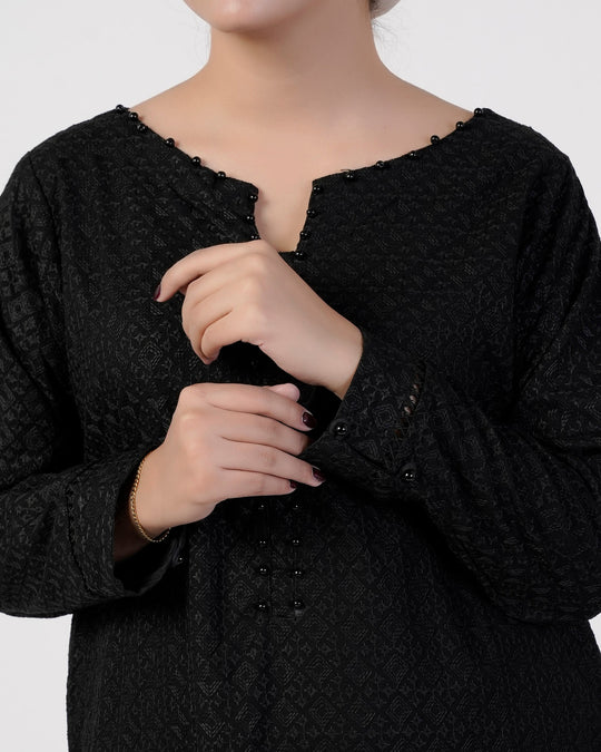 Eminent Women's Embroidered Kurti - Black