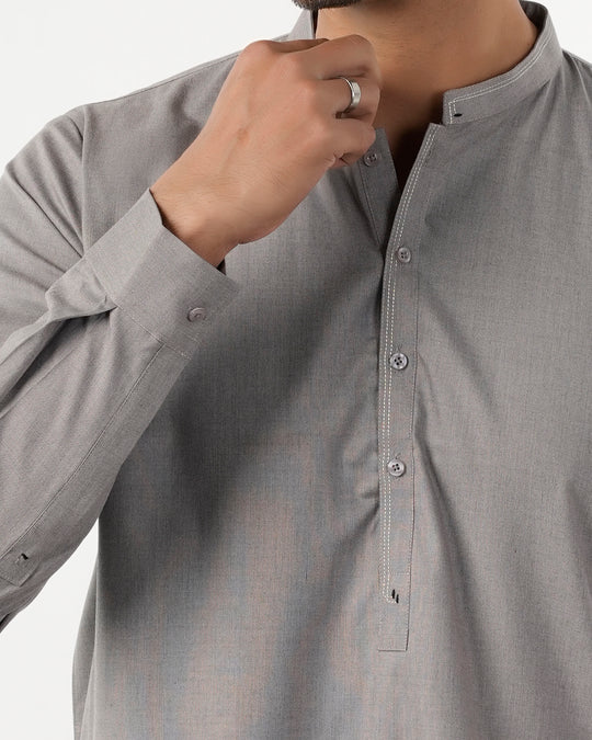 Eminent Men's Trim Fit Shalwar Suit - Steel Grey