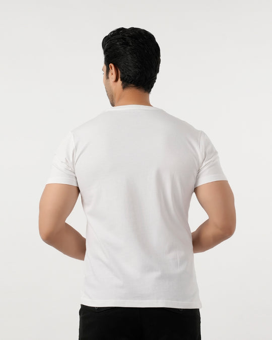 Eminent Men's Round Neck Half Sleeves T-Shirt - White