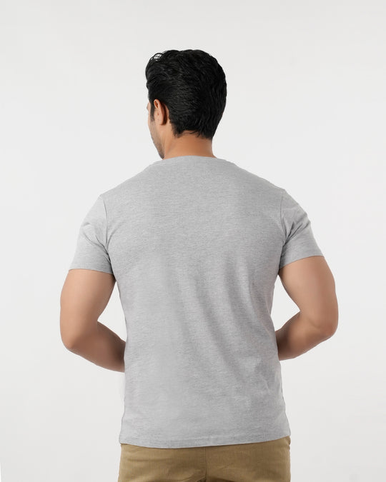 Eminent Men's Round Neck Half Sleeves Printed T-Shirt - Ash Grey