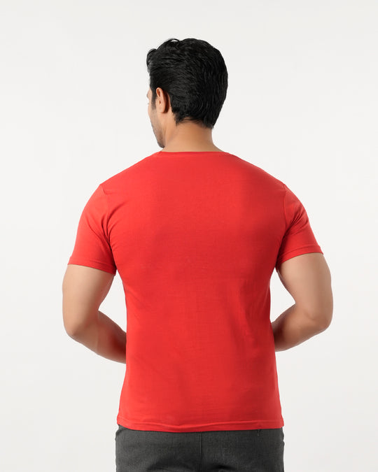 Eminent Men's Round Neck Half Sleeves Printed T-Shirt - Samba Red