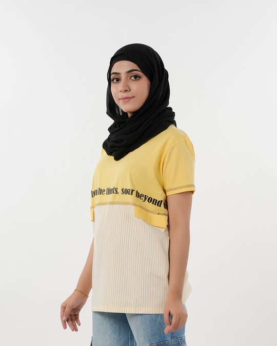 Eminent Women's Half Sleeves Printed T-Shirt - Yellow