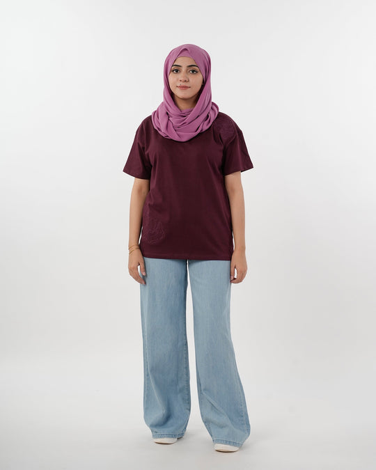 Eminent Women's Half Sleeves T-Shirt - Burgundy