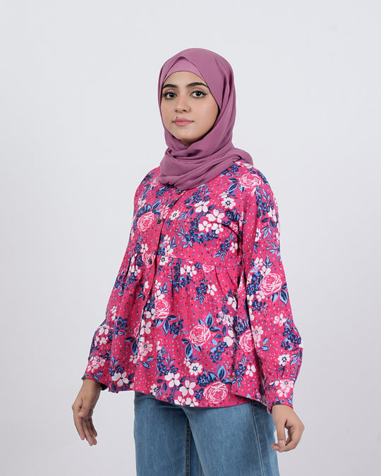 Eminent Women's Western Full Sleeves Top - Pink