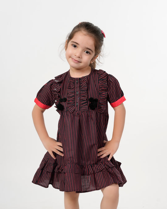 Eminent Girls Frock Stripe - Black, Girls Frocks, Eminent, Chase Value